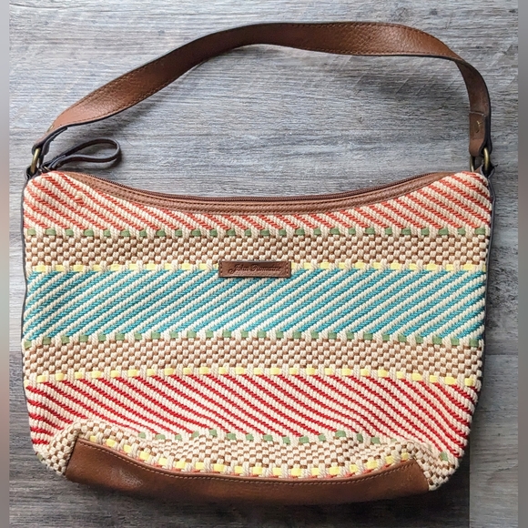 Red, Blue, Cream, and Brown Stripe and Checkered Pattern John Romaine Bag - Picture 3 of 7